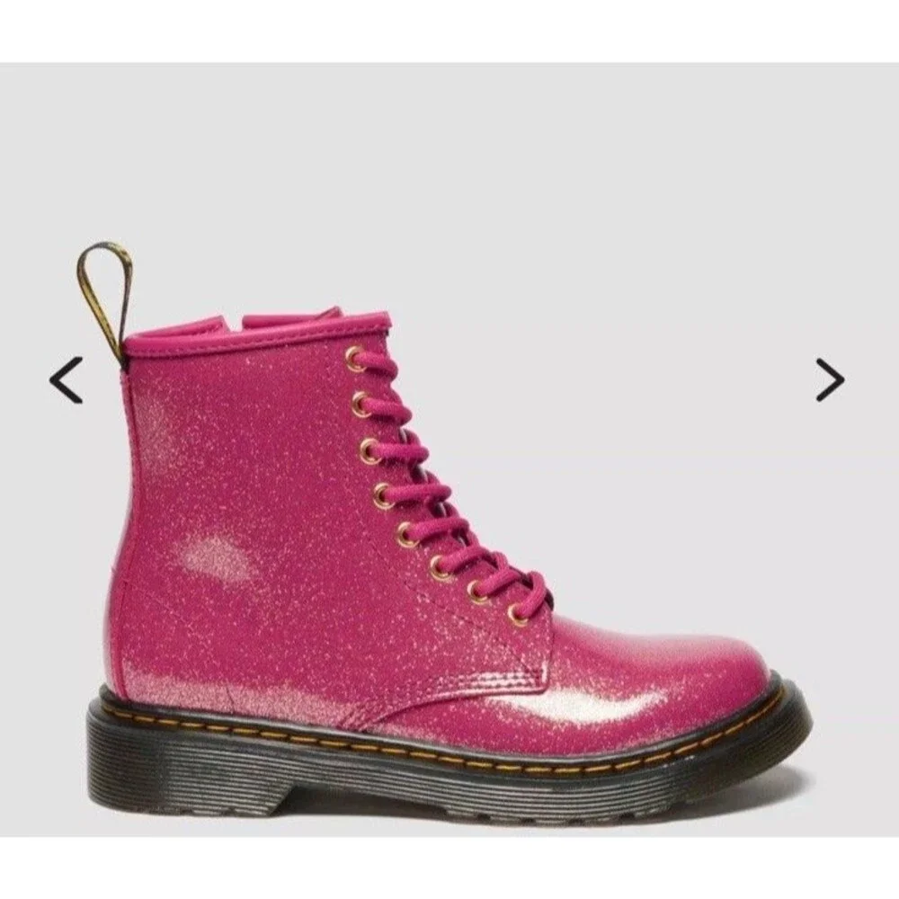 New Dr Marten Airwair Glitter Pink Fuchsia Big Girls Boots 1460 Sz Us 4 Uk 3
